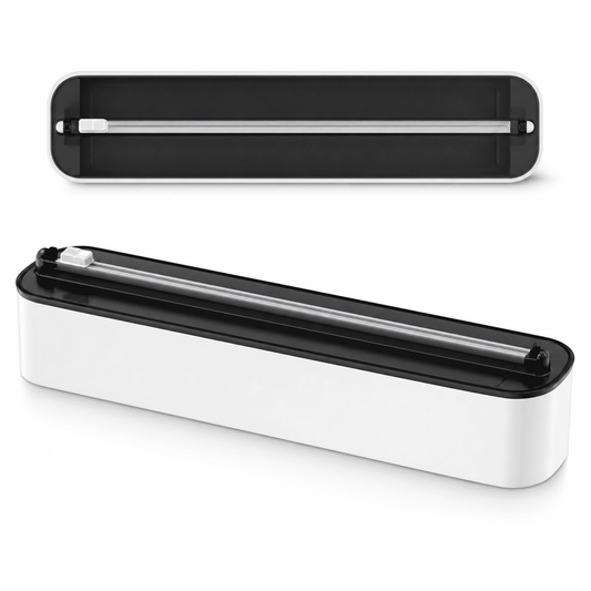 Magnetic Wrap Dispenser with Slide Cutter for Plastic Wrap and Foil, Fridge Mount