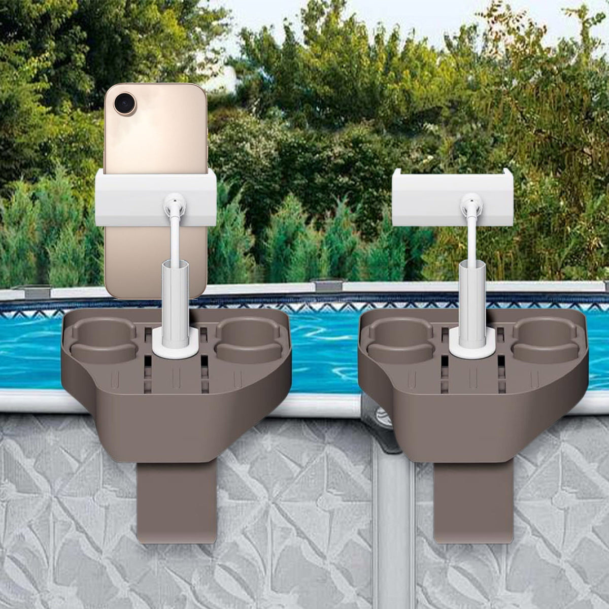 Adjustable Clip-On Bathtub and Hot Tub Tray with Cup and Phone Holders, Drain Holes - Image 3