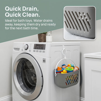 Hanging Shower Caddy with Hook, Water-Resistant Plastic Basket with Drain Holes - Image 5
